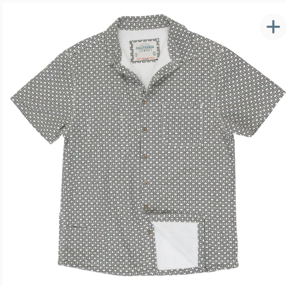 California Cowboy High Water Shirt NEVER WORN Terry Lined Beach Pool LARGE